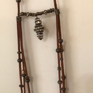 Boho fringe bling pendant necklace.